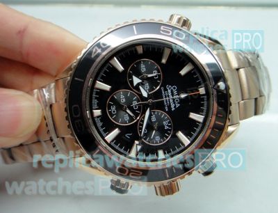 Replica Omega Planet Ocean Watch -  Black Dial Rose Gold Case